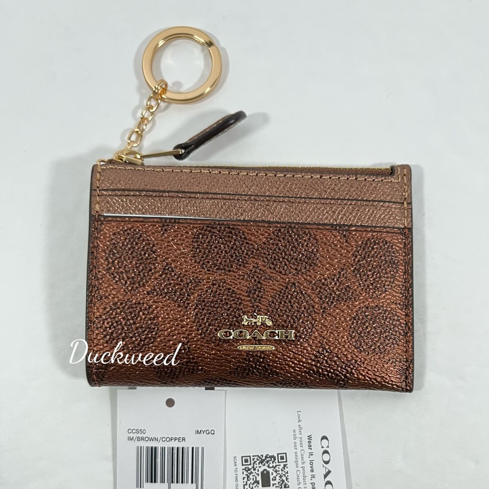 Sold ❌NWT Coach Mini Skinny Id Case In Signature Canvas